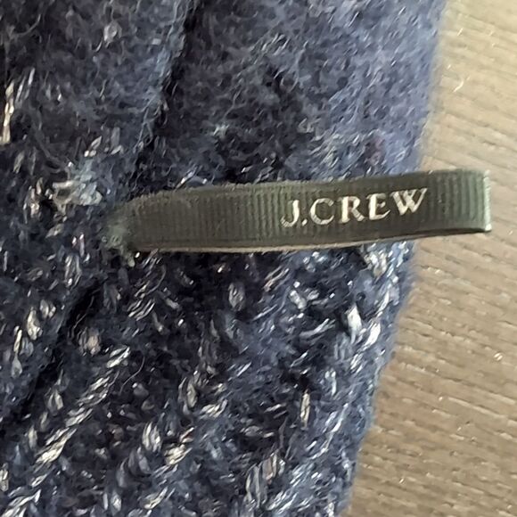 Jcrew cozy rib knit metallic navy Wool alpaca Blend Beanie Pom Pom Hat - Picture 6 of 8